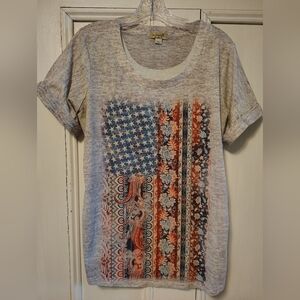 One World Live and Let Live Flag Top T Shirt Size PL